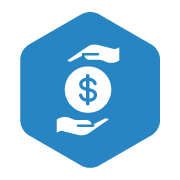 Icon of hands holding a money sign