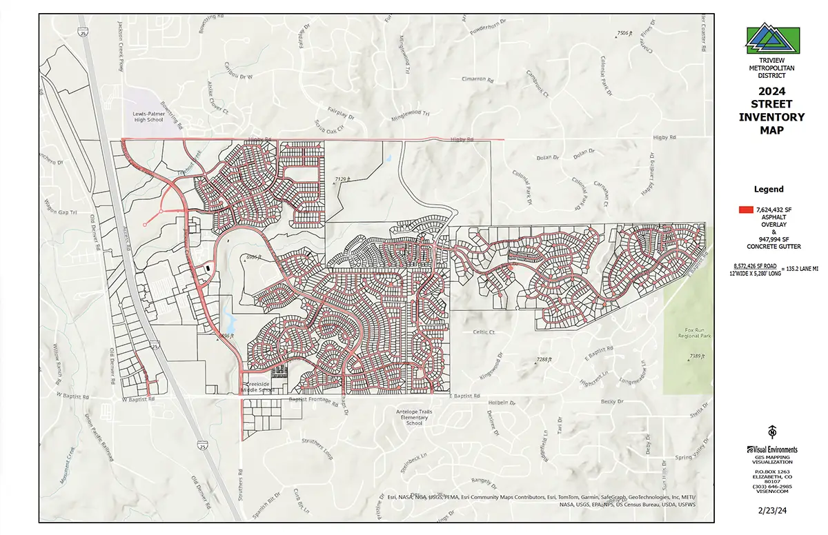 A map of the roads within the district